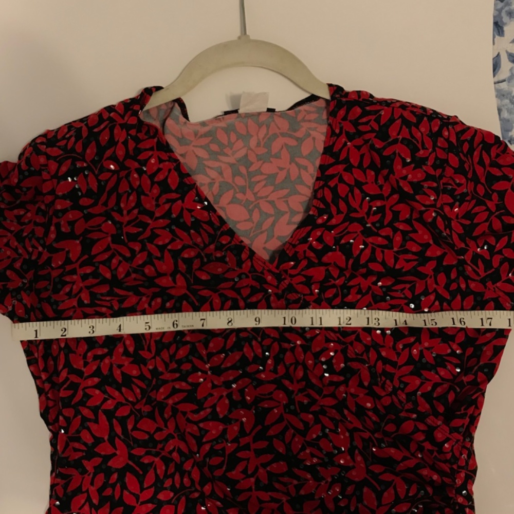 Beautiful MSK Red & Black Wrap-Style Blouse M - Picture 9 of 9